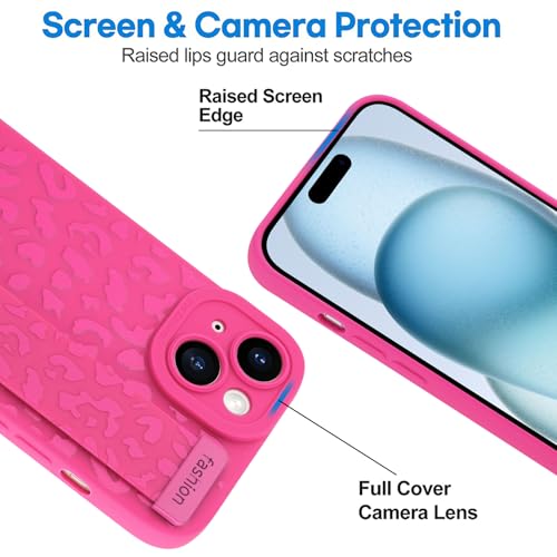 image for OOK Compatible with iPhone 15 Plus Leopard Case with Wrist Strap, Hot 