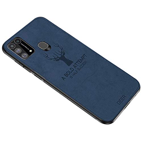 Image of Deer Series Shockproof Anti Slip Leather Finish Soft TPU Case Cover for Samsung Galaxy M31 - Blue
