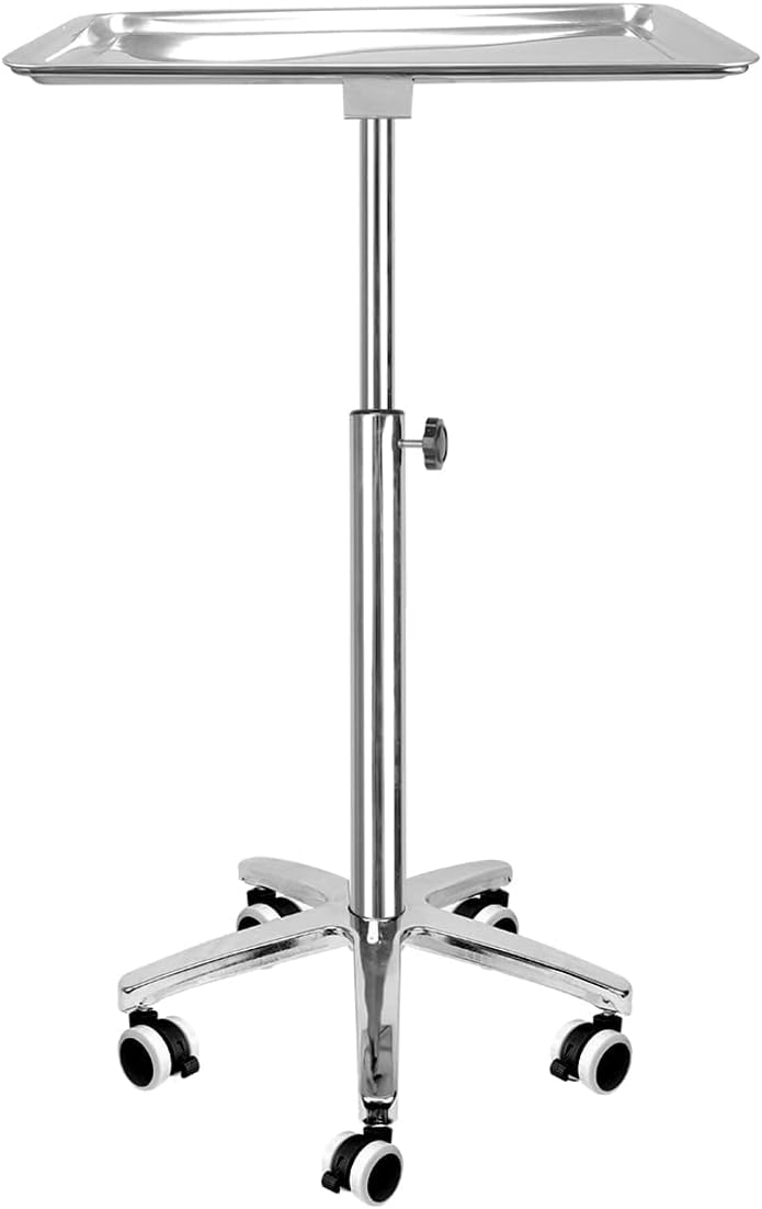 Premium Extra Large Salon Tray Medical Tray Mayo Stand with Brake Wheels style 4(with brake wheels)