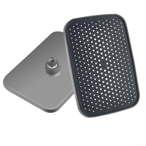 Cabezal de ducha de montaje en techo de alta presión para rotación de 360 grados, rociador de baño superior de flujo grande en negro/plateado/gris, se adapta a brazo estándar G 1/2, ABS D rectangular