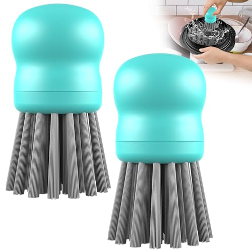 Image of Mini Dish Brush for Cleaning Chicken Shredder, Palm Brush Dish Scrubber with Ergonomic Grip, Kitchen Brush for Washing Dishes, Pans, Pots, Sink (2, Mint Green)