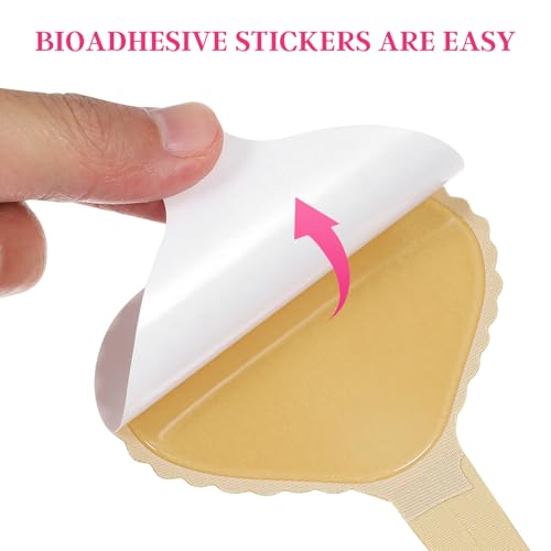 3Pcs Womens Invisible Lace Nude, One Piece C-line Pants Fun Underwear Thong, Self Adhesive No Panty Line Heart Shaped Strapless C-String Thong, Skin Color, Size3