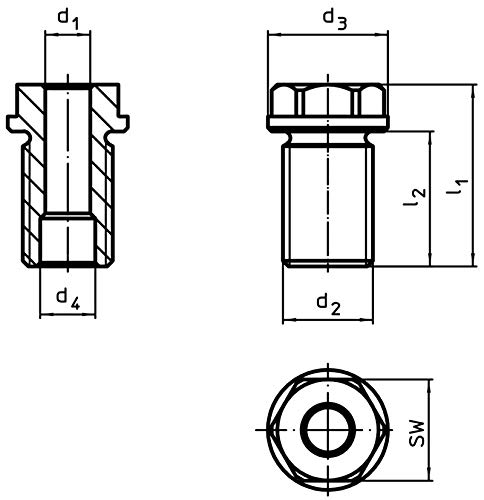 Aufnahmebuchsen, für Kugeltragbolzen | d1=8 mm / d2=M16 / für Nennlänge l=25 mm | 22350.0904