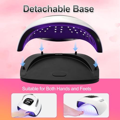 LKE UV Nail Lamp, 72W LED Nail Lamp Nail Dryer Light for Nails with 3 Timer Setting & LCD Touch Display Screen for Home and Salon Use (B-White)