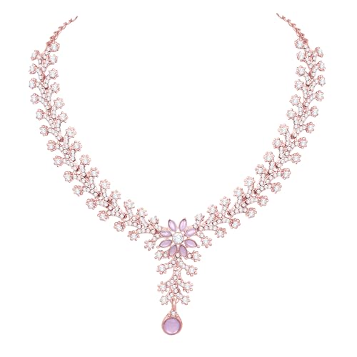 Atasi International Diamond Necklace Jewellery Set for Women with Earrings and Maang Tikka for Wedding, Party, Engagements & Festivals (Image - 3)