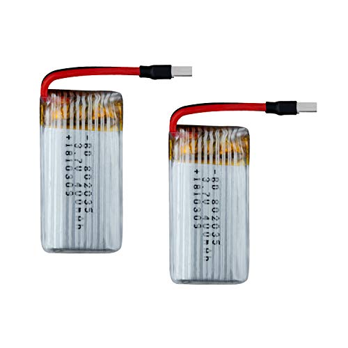 atoyx batería para Drone at-96, batería para Drone, Li-ion 2pcs 3.7 V 400 mAh para drone at-96 con cámara, Negro