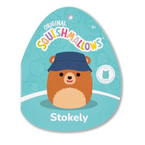 Image of Squishmallows Original 12in Stokely the Brown Kodiak Bear with Fuzzy Belly and Bucket Hat - Official Jazwares Plush (Medium-Sized)