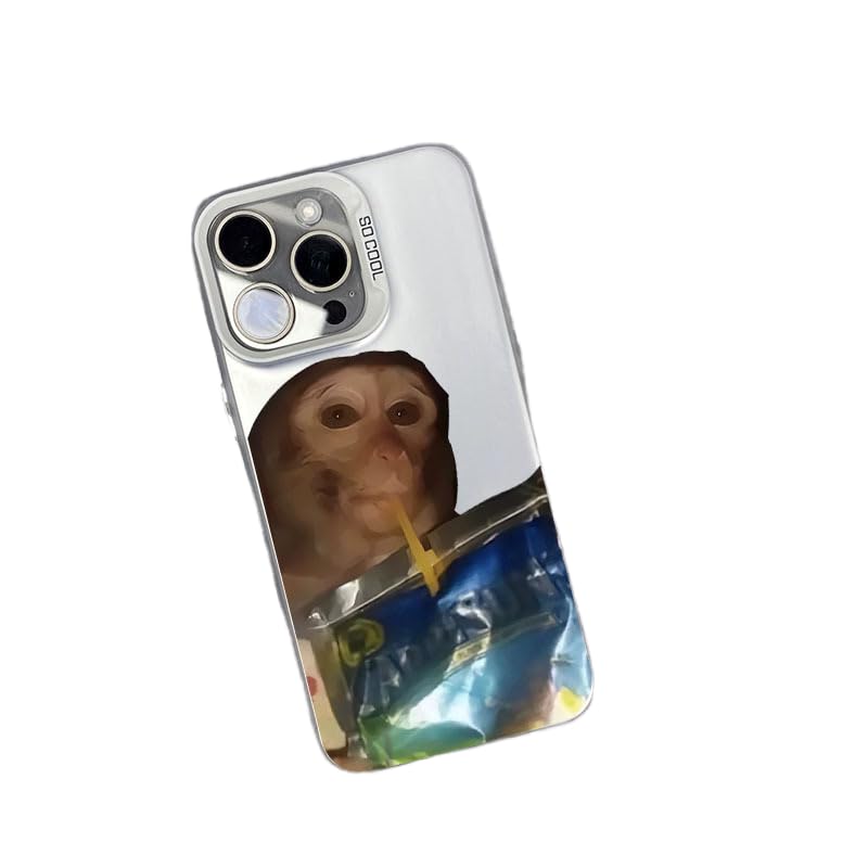 Funny Monkey Phone Case for iPhone 16 Pro Max, Monkey Drinking Phone Case, All-Inclusived Shockproof TPU Protective Cover for iPhone 16/15/14/13/12/11