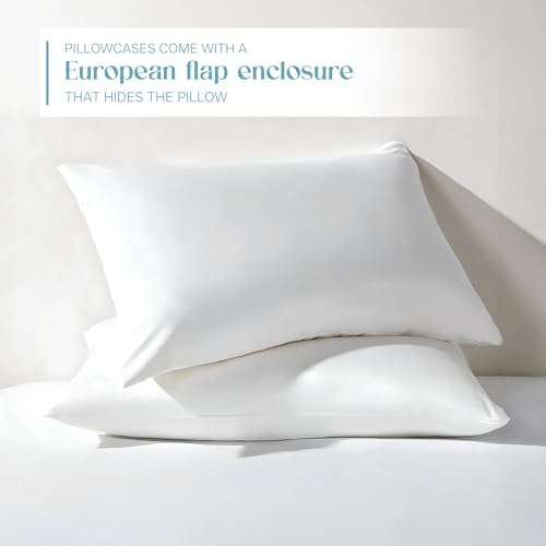 Image of Blue Dahlia 100% Cotton, Standard Size Pillow Covers (18 inch x 28 inch), Set of 2 Pillow Covers, Percale Weave, 200TC Solid Pillow Covers, Colour: White