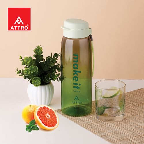Image of ATTRO Sip Star Plastic Water Bottle - 1000ml, Green, BPA Free, Leak-Proof, Durable Sports & Travel Bottle, Ideal for Gym, Office, School, Outdoor & Daily Use