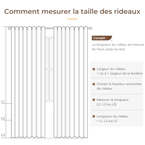 Rideau occultant thermique isolant anti froid chaleur crème 140x245 cm - 4