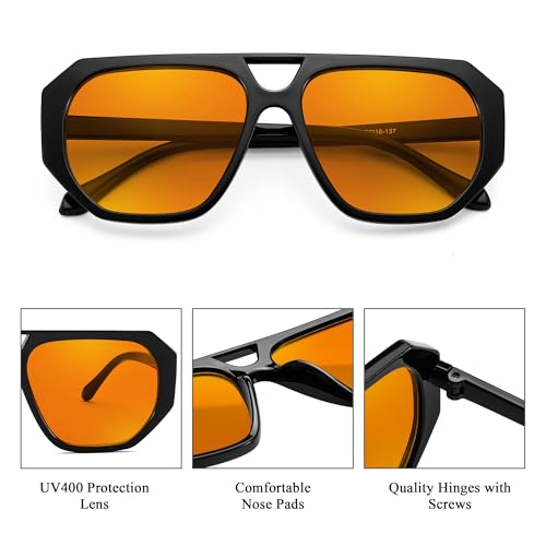 FEISEDY Retro Square Pilot Sunglasses Women Men 70s Vintage Trendy Plastic Frame Sun Glasses B41644