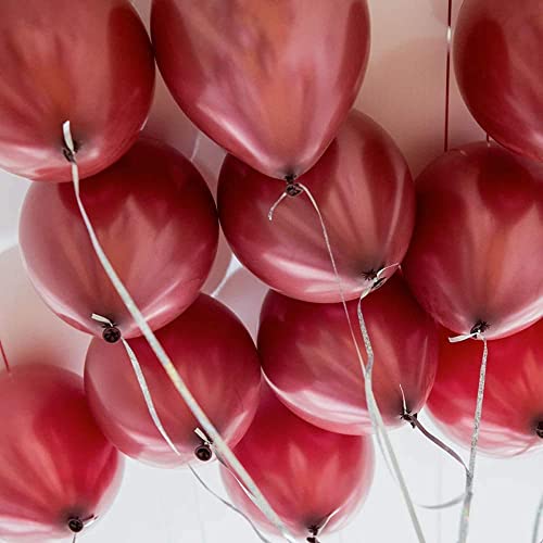 Image of AMFIN (Pack of 25) 10 inch Metallic Balloons Burgundy for Birthday Decoration, Decoration for Weddings, Engagement, Anniversary - Burgundy