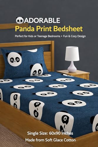 Image of DECORUM Glace Cotton Single Bedsheet with 1 Pillow Cover | Soft, Durable, Lightweight & Skin-Friendly Fabric| Suitable for Single /Diwan Bed Size
