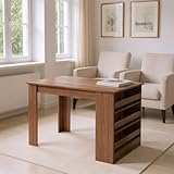 FurnitureR Warteraumtisch mit Regal, Stabiler Empfangstisch für Büro und Praxis, 110x70x75 cm, Holzoptik, Moderne Einrichtungslösung