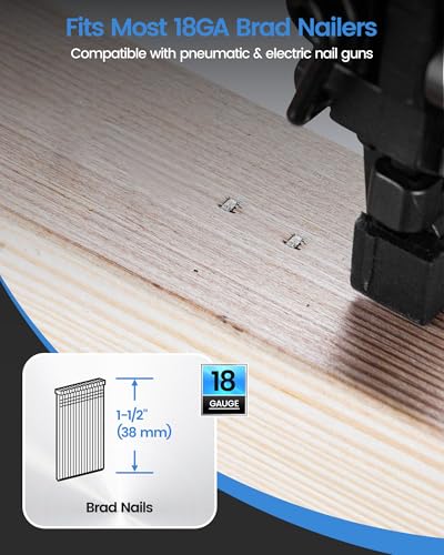 Image of meite 18 Gauge Brad Nails, 1-1 /2-Inch 18GA Brad Nails, Galvanized Nail Gun Nails for Pneumatic, Electric Brad Nailer Gun (5,000 Counts) (Pack of 3)