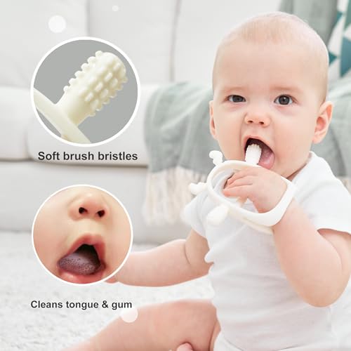 Image of Smily Mia Teething Toys for 0-6Months, Silicone Baby Teethers for 3-6Months, Teething Mitten for 6-12M Baby Teething Relief, Hand Teethers for Infants, Ocean Blue
