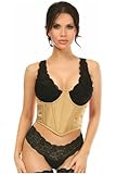 Con lacci sul retro Daisy corsets Corsetto da donna in broccato dorato con coppa aperta, Oro, Medium