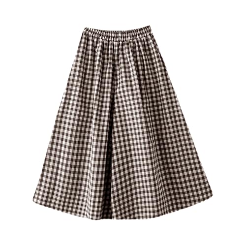 Summer Women's Loose and Slimming Cotton Linen Plaid Casual Wide Leg Cropped Pants