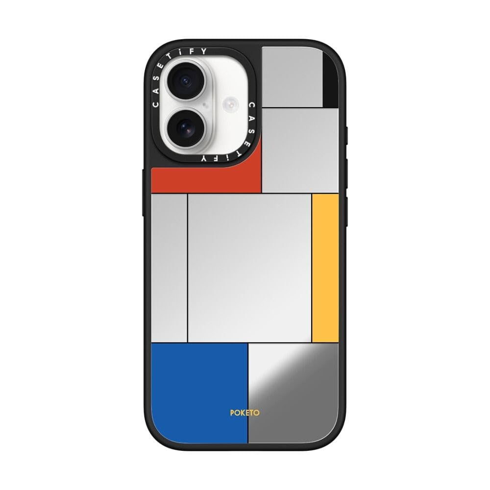 CASETiFY ミラー iPhone 17 ケース [鏡面(スマホカバー) / MagSafe対応/指紋防止] - Mondrianesque by Poketo - シルバー (ブラックバンパー)