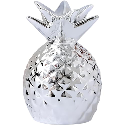 Cochon Déco, Ananas Coin Tirelire, Ananas Boîtes Décoratives, Céramique Ananas Tirelire, Modern Résine Décoration Ananas, Ornements Creative Ananas (Argent)