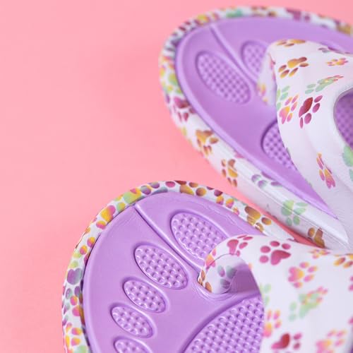 Image of GreaterGood Walking Paws Flip Flops Rainbow Colorful Lightweight Contoured Non Slip Textured Footbed Beach Sandals for Women