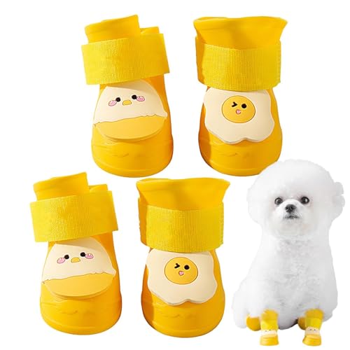 犬用スノーブーツ、滑り止めペットシューズ,シリコン犬靴 4 個防水屋外 | 犬用防水かわいい 形状レインシューズ、冬の雪舗装用