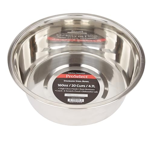 Proselect Stainless Steel Classic Dog Bowl, 5-Quart