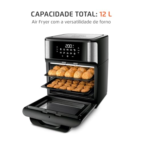Fritadeira Air Fryer Forno Oven 12 Litros, Mondial, Preto/Inox, 2000W, 110V - AFO-12L-BI