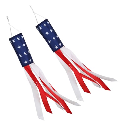 American Flag Windsock 40 Inch USA Flag Windsocks for Porch Lawn 2PCS