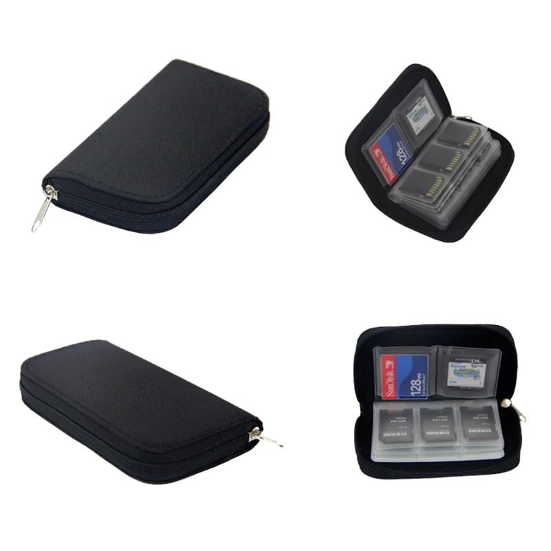 22 Slots Memory Card Collect Bag,Camera Memory Card Case,Storage Holder Organizer Wallet for Micro SD/CF/SD/SDHC/MS/DS Gameing SD Card Collection Box (Black)