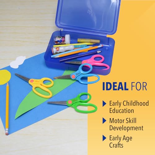 Image of Westcott 5-Inch Pointed Safety Scissors For Kids, Back to School, Classroom Supplies, Assorted, Pack of 12 (14872)