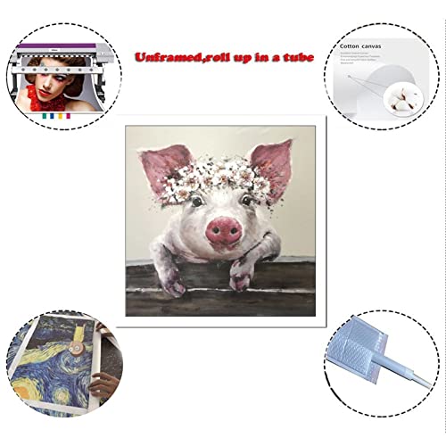 Liijpgg Pigs With Flower Crowns Poster Decorative Painting Canvas Wall Art Living Room Posters Bedroom Painting 12X12Inch thumb #1