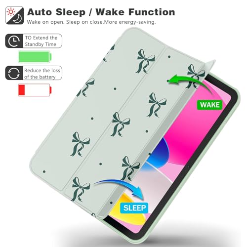 Housse iPad 10e génération verte design papillon pour le bureau