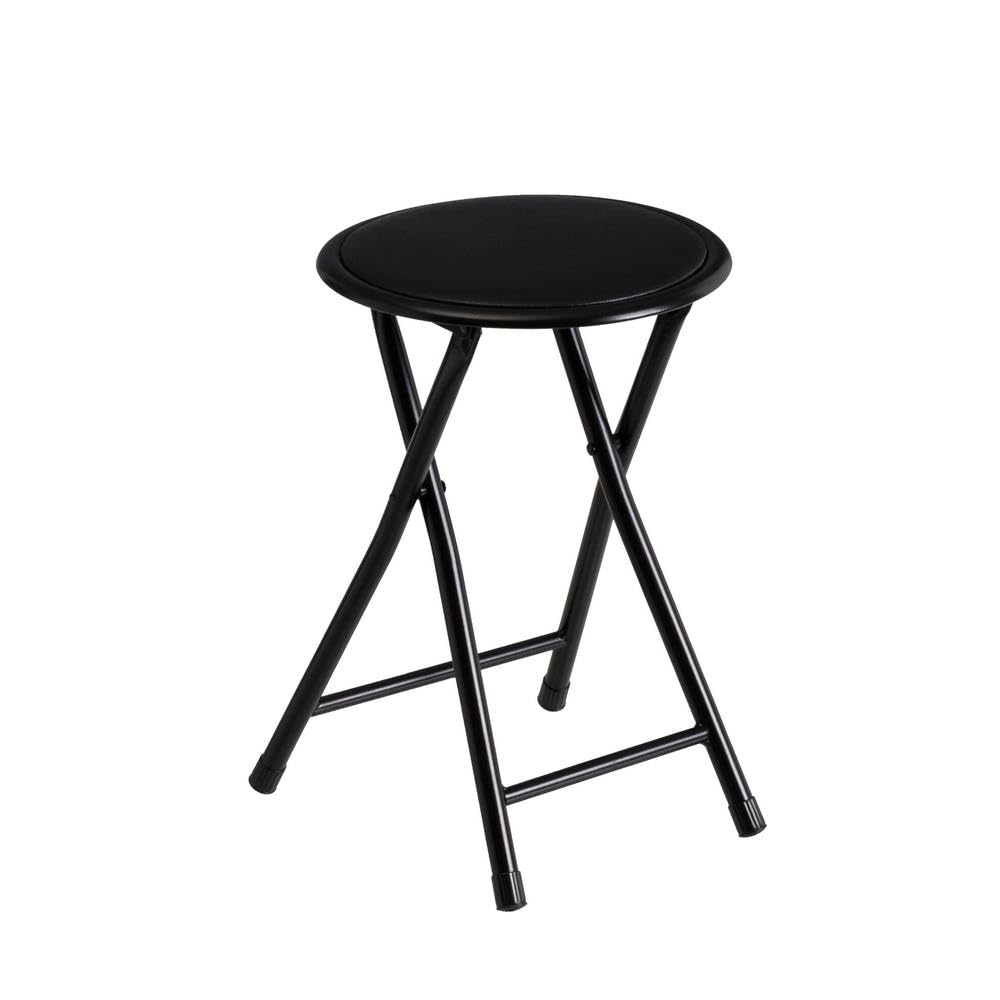 DRW Folding Stool in Metal and PVC in Black