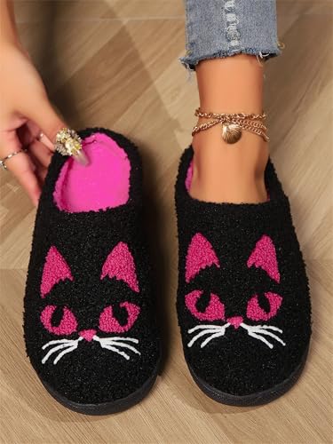 AZCHEN Cat Plush Cute Animal Slippers for Women Men Cozy House Warm Winter Fuzzy Indoor Adult Slippers2