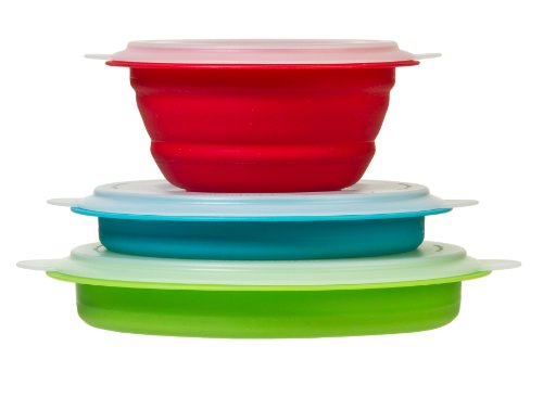 Prepworks by Progressive Collapsible Prep and Storage Bowls with Lids - Set of 3 Collapsible Bowls Meal Prep Food Storage Microwave Safe Freezer Safe Dishwasher Safe