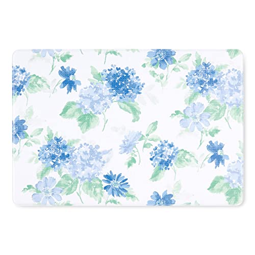 Martha Stewart Amber Floral Daisy Stripe Reverisble Water Resistant Kitchen Mat, Blue/Purple, 20