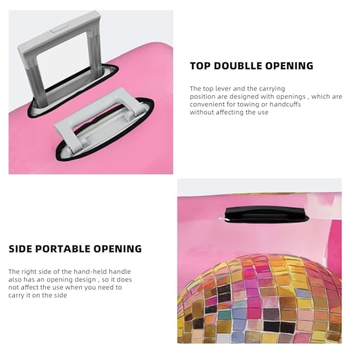 Discoball Watercolor Soft Pink Preppy Elastic Travel Luggage Covers Dustproof Scratch-Resistant Suitcase Protector Fit 22-24 Inch3