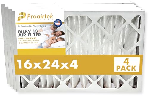 Filtres à air MERV 13 modèle 16 x 24 x 4 pouces Proairtek AF16244M13SWH de rechange