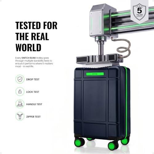 Image of SNITCH Blink Cabin Size Blue Polycarbonate Hard Travel Suitcase - Trolley Bag Small & Luggage with 8 Wheels, Premium Lock, Wet & Dry Pouch & Free Shoe Bag