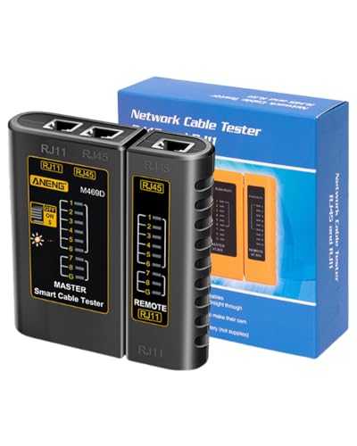 LUDHEP Tester para Cables de Red RJ11 RJ45, Comprobador de Cable Telefónico, Comprobador de Cable de LAN, ideal para mantenimiento de cables, Cable de Conexión para CAT6A, CAT6, CAT5E, CAT5