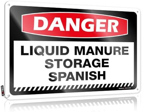 Danger Liquid Manure Storage Spanish with Sign Caution Decoration Farmers image 5