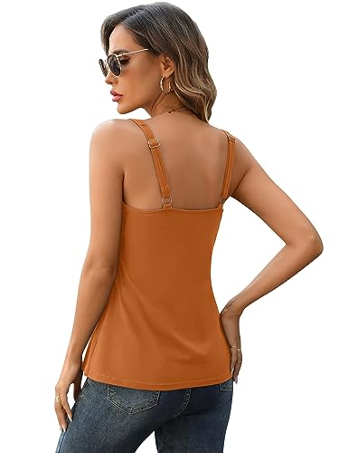 Image of V FOR CITY Tank Top for Women with Built-in Padded Bra Adjustable Wide Strap Camisole Cotton Cami Shirts