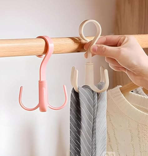 Image of Heda Multi-Function 360 Rotatable 4-Claw Hook Hangers | Space Saving Closet Organizer for Clothes, Bags & Accessories | Multi-Color (2)