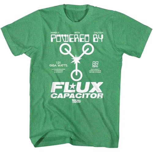 Back to The Future T Shirt Flux Capacitor Mens Kelly Green Heather Short Sleeve 80s Movie Graphic Tees