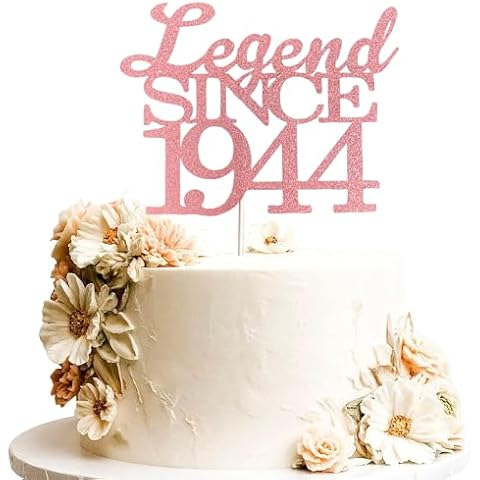 ximoogoooz Legend Since 1944 Cake Topper 80th Happy Birthday Cake Topper 80 Years Old Handmade Rosegold Glitter Cake Topper 80th Wedding Anniversary Birthday Party Decoration Supplies (1944-80th) Cover