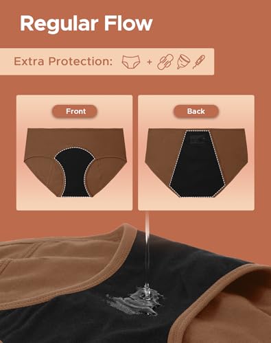 Image of INNERSY Women's Period Underwear Leak-Proof Menstrual Hipster Multipack | Cotton Panties, 20ml Absorbency, for Post-Period Spotting, Menstrual, or Daily Backup