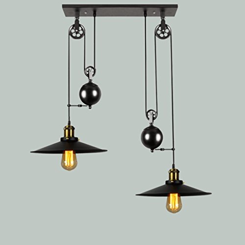 Lustre rétro loft Frelt en fer noir forgé avec double tête créative