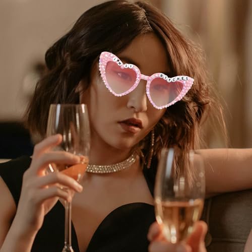 21st Birthday Sunglasses - Pink 'I'm 21 Bitches' Shiny Bling Diamond Pearl Glasses for Girls 21st Birthday Party Supplies3